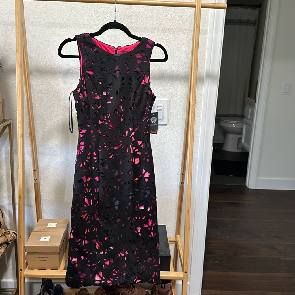 Bnwt Vince Camuto Bodycon Laser Cut Out Midi Dress